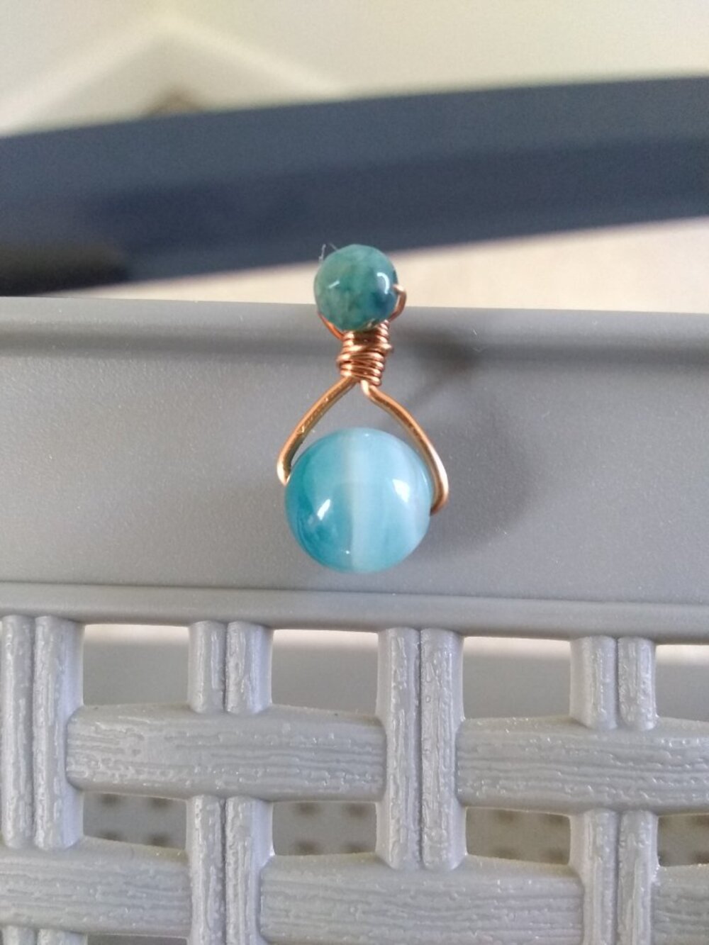 Handmade! OOAK Blue Agate Ear Cuff - No Piercing - Boho Beach Coastal Cowgirl
